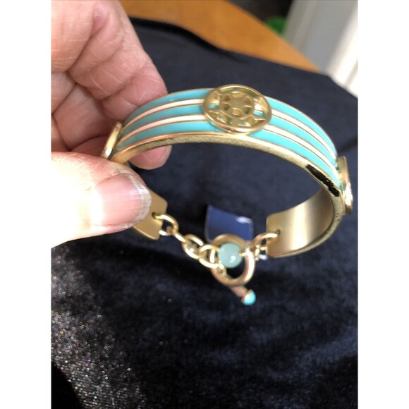 NWT Vineyard Haven Bracelet Cuff Turquoise Color Shells w/ Crystal - Picture 2 of 9